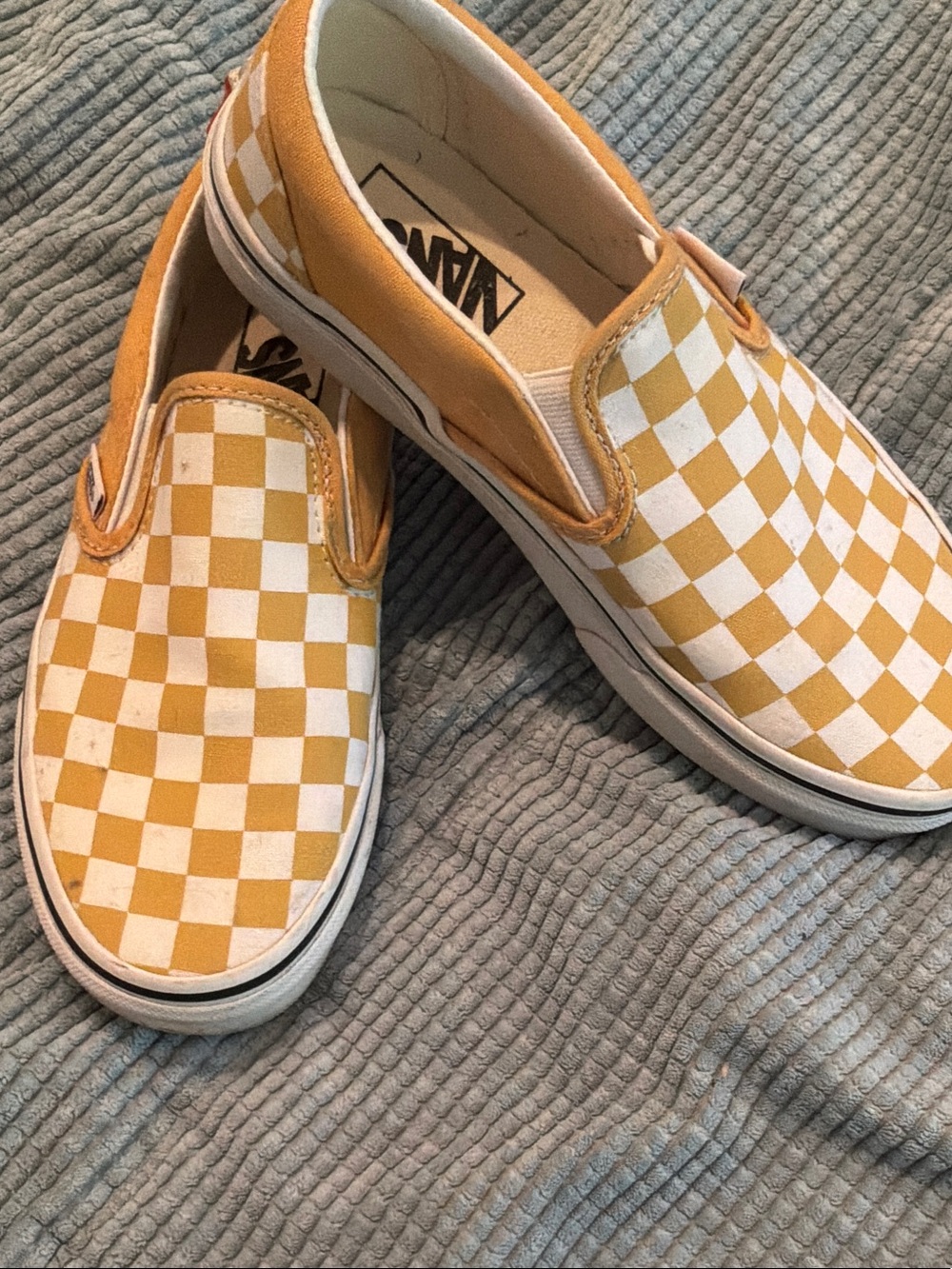 Vans  Slip-On Checkerboard Sneakers - Mustard & White